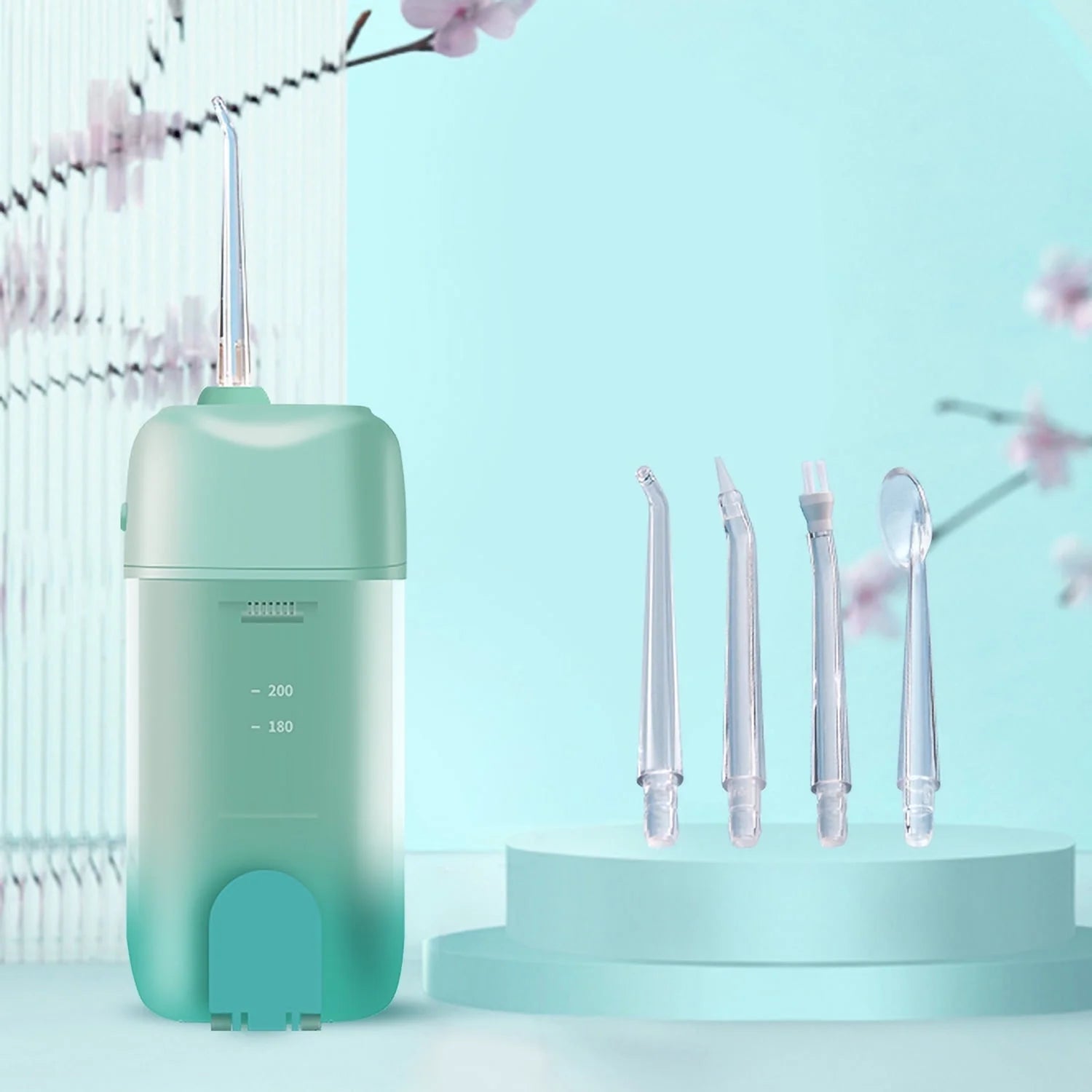Water Flosser Cordless Rechargeable Telescopic Oral Irrigator for Gums Teeth Braces, Green