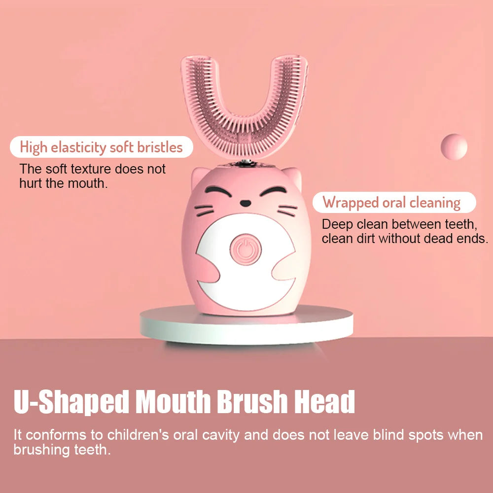 Ipx7 Waterproof Electric Toothbrush Kids U-Shaped Sonic Smart Ultrasonic Tooth Brush 360 Degrees Teeth Whitening for Children