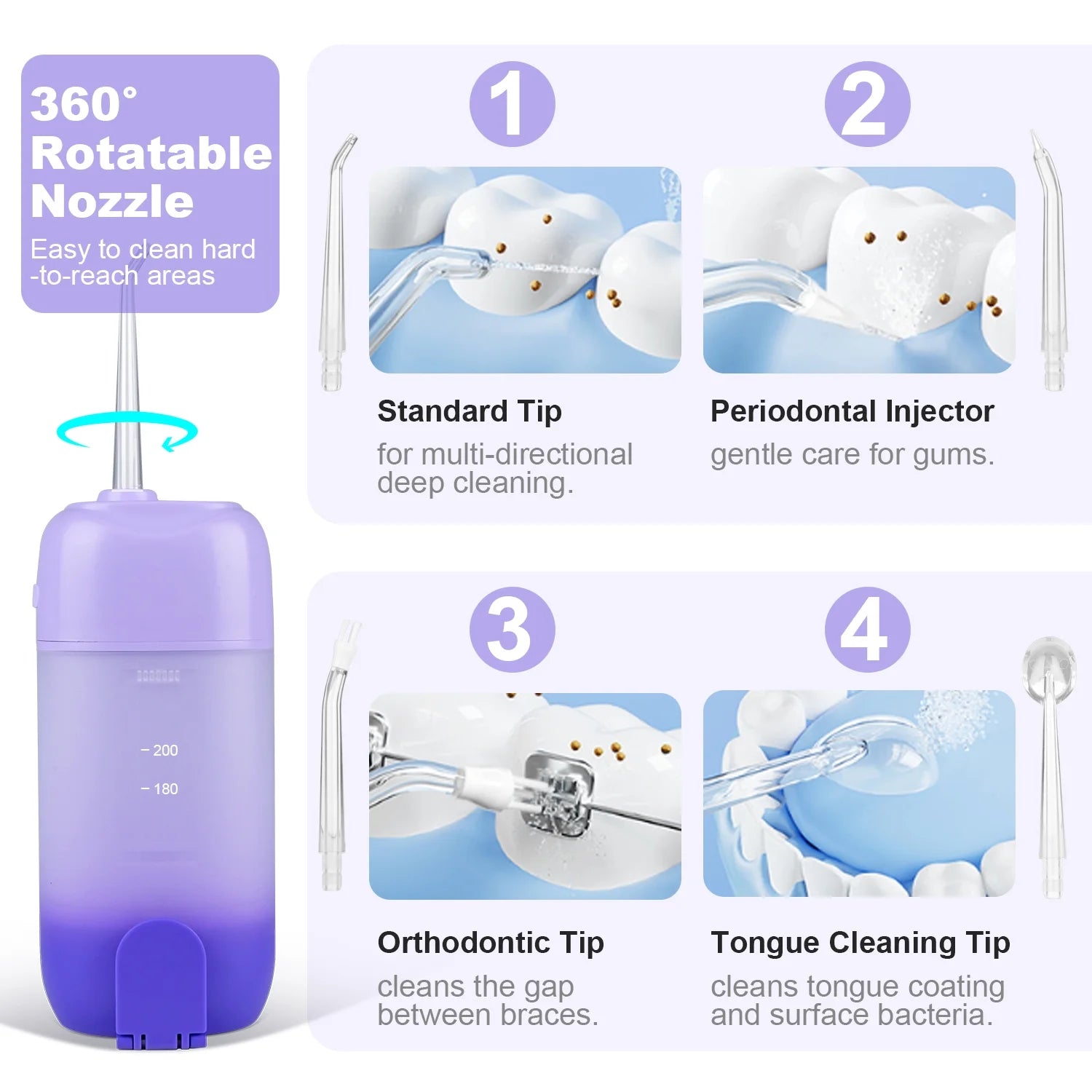Water Flosser Cordless Rechargeable Telescopic Oral Irrigator for Gums Teeth Braces, Green