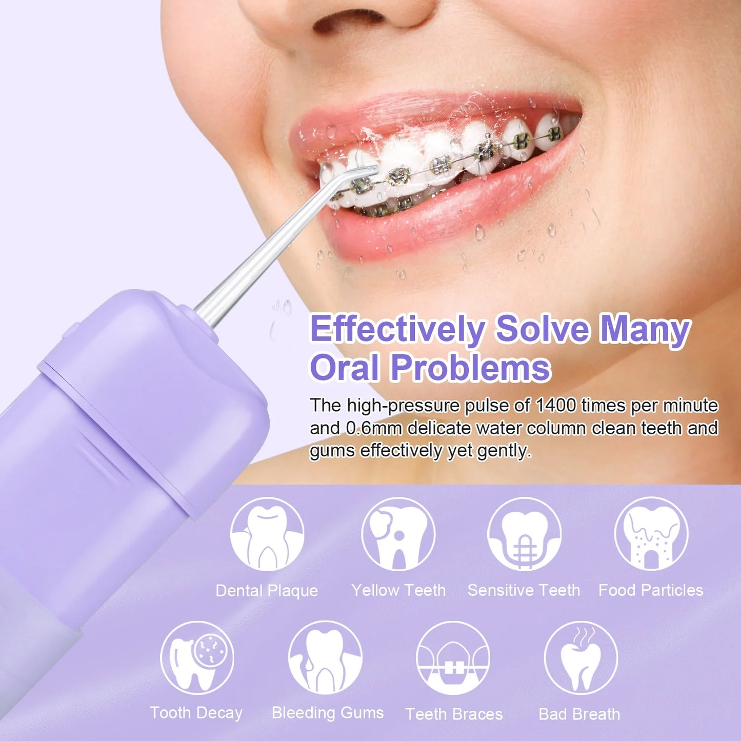Water Flosser Cordless Rechargeable Telescopic Oral Irrigator for Gums Teeth Braces, Green