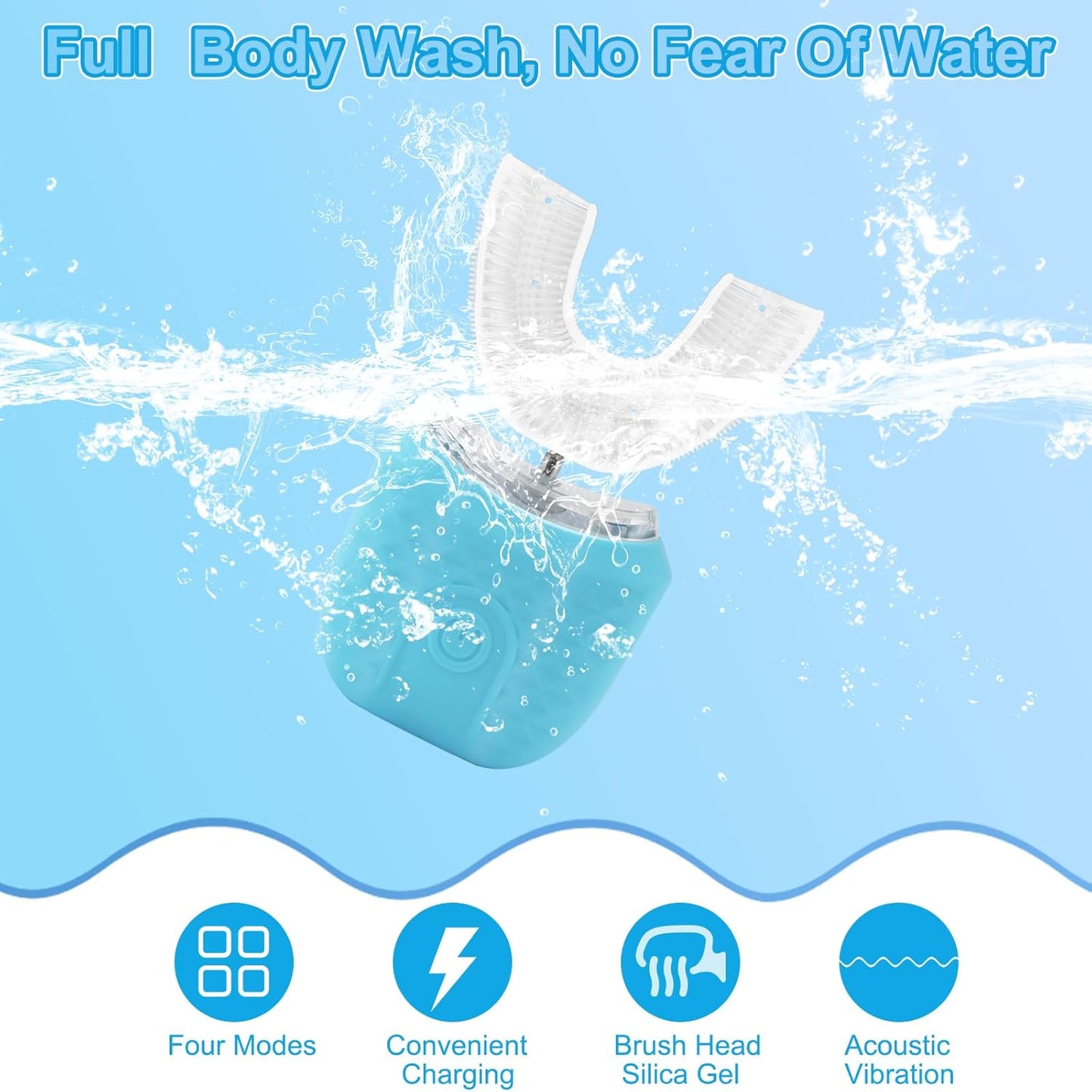 Ultrasonic Electric Toothbrush,U-Shaped Automatic Toothbrush 360° Cleaning with UV Light with 4 Clearing Gear, Washable Travel Home Dual-Use