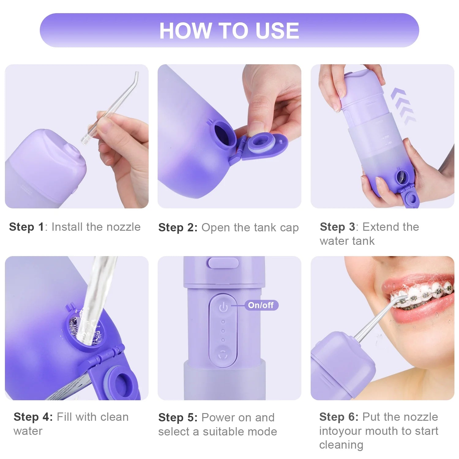 Water Flosser Cordless Rechargeable Telescopic Oral Irrigator for Gums Teeth Braces, Green
